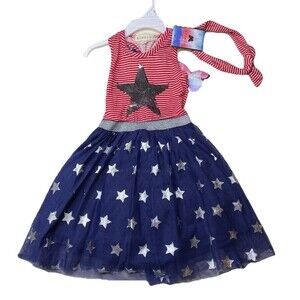 Btween Toddler Girls Red White & Blue Patriotic Party & Summer Holiday Dress 2T
